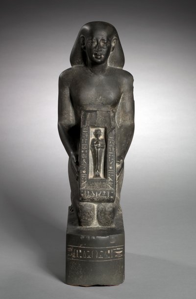 Estátua naofórica do oficial de finanças e superintendente de campos, Horwedja, 521-486 aC de Egyptian 27th Dynasty