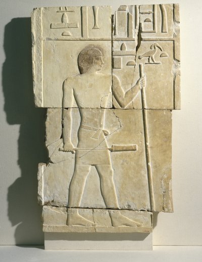Alívio da Mastaba de Akhethotep em Saqqara, Old Kingdom, c.2650-2600 aC (calcário) de Egyptian 3rd Dynasty