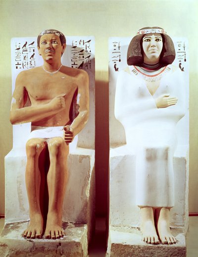 Rahotep e sua esposa, Nofret, c.2620 aC (calcário pintado) de Egyptian 4th Dynasty