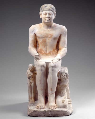 Nikare com sua esposa e filha, c.2420-2389 a.C. (calcário pintado) de Egyptian 5th Dynasty