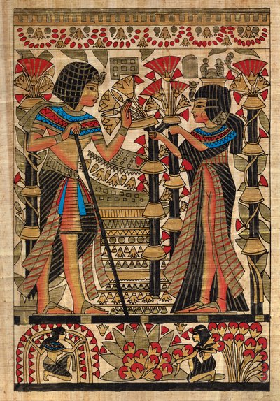 Arte Egípcia, Papiro Egípcio: O Faraó e sua esposa, Coll, Parte de Egyptian Egyptian