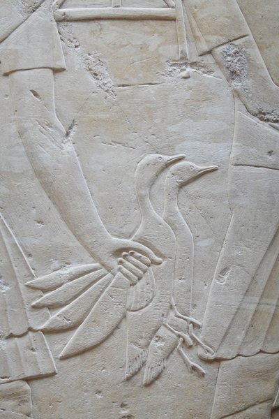Mão segurando 2 gansos pelas asas, túmulo de Ramose de Egyptian Egyptian