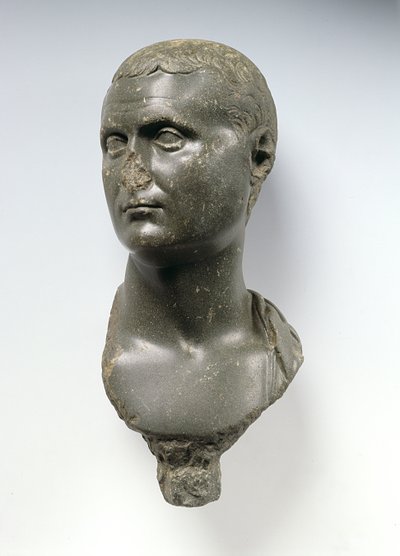 Busto de um nobre romano, dito ser Mark Anthony (c.82-30BC), possivelmente de Alexandria, Egito, 50 aC - 50 dC (xisto) de Egyptian Ptolemaic Period