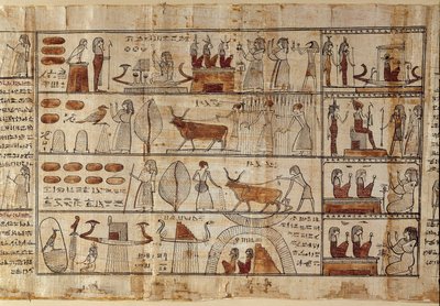 Antiquite egípcia: os campos Elysees. Pintura em papiro do Livro dos Mortos. Período ptolemaico Turim, museu egípcio - Antigo Egito: os campos Elísios. Pintura em papiro, do Livro dos Mortos. Período Ptolemaico. Museu Egípcio, Turim, It. de Egyptian Ptolemaic Period