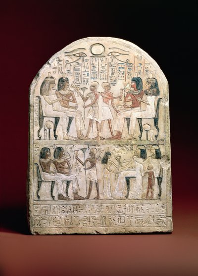Estela funerária, 156 aC (calcário pintado) de Egyptian Ptolemaic Period