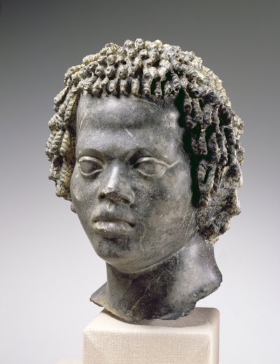 Cabeça de um homem negro, final do século II aC (mármore) de Egyptian Ptolemaic Period