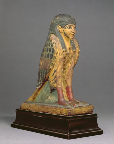 Pássaro de cabeça humana Ba (madeira pintada e gesso) de Egyptian Ptolemaic Period