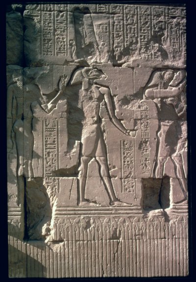 Relevo retratando Khnum, da parede da tela do Templo de Khnum (calcário) de Egyptian Ptolemaic Period