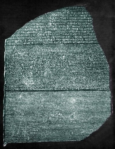 A Pedra de Roseta (granodiorito) de Egyptian Ptolemaic Period