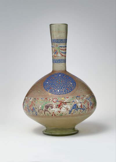 Esmaltado e Gilded Bottle, c.1270-99 (vidro) de Egyptian School