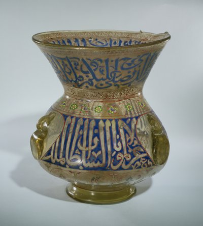 Lâmpada Mesquita em nome de al Malik al Nasu Muhammad, c.1300-1340 (vidro esmaltado) de Egyptian School