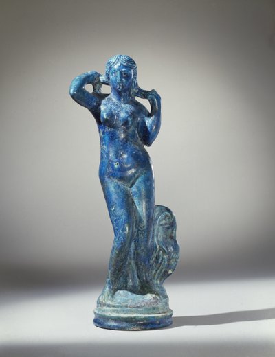Estatueta de Afrodite Anadyomene (faiança azul) de Egyptian School