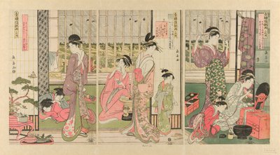 Chuva na manhã seguinte no bairro do prazer de Eishōsai Chōki
