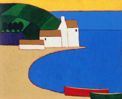 Baía no sul da Bretanha, 2004 (acrílico sobre papel) de Eithne Contemporary Artist Donne