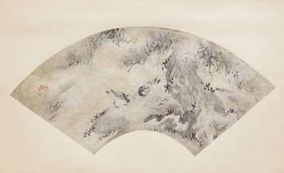 Aves e pinheiro, cerca de 1570-1590 (tinta e ouro sobre papel) de Eitoku Kano