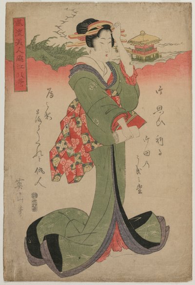 Gansos descendentes em Katata ..., 1810. de Kikugawa Eizan