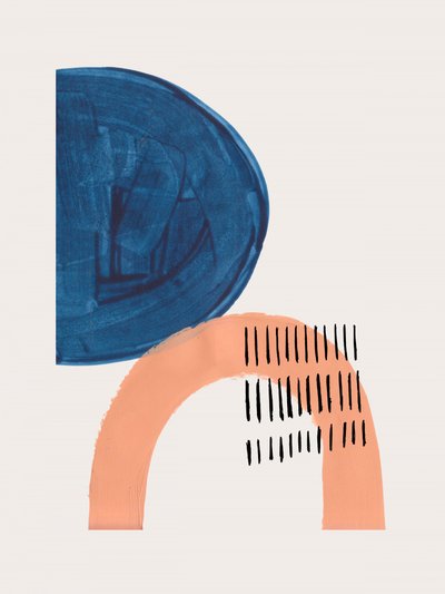 Formas abstratas em azul e laranja de Ejaaz Haniff