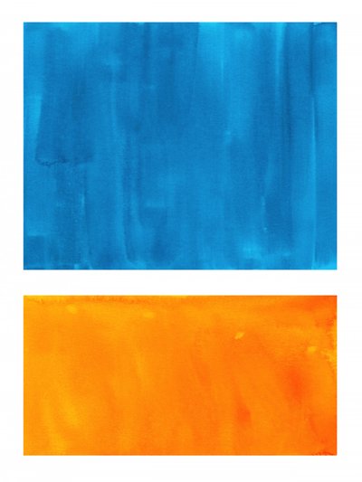 Bloco de cores azul e laranja de Ejaaz Haniff