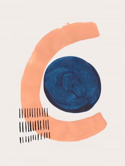 Abstrato Curvo em Tons de Pêssego e Azul de Ejaaz Haniff