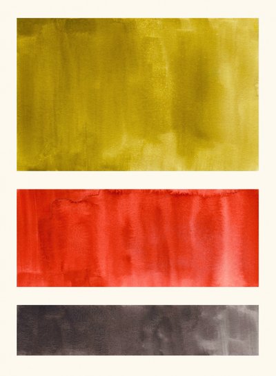 Blocos abstratos dourados e vermelhos de Ejaaz Haniff