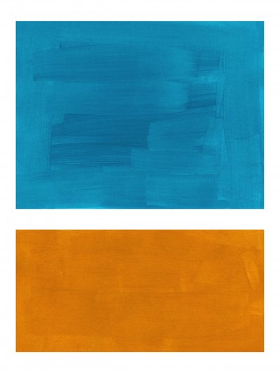 Blocos de cor azul-petróleo e laranja de Ejaaz Haniff