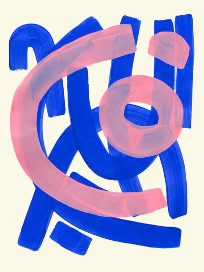 Azul e Rosa Vibrantes - Abstrato de Ejaaz Haniff