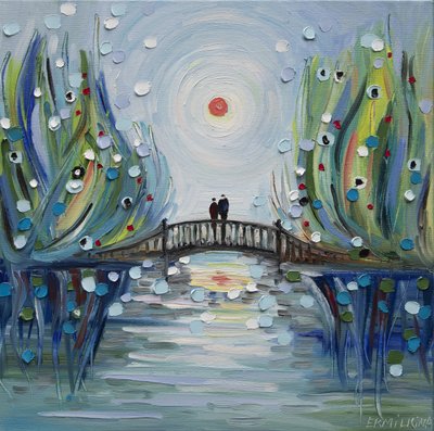 Casal na Ponte Romântica de Ekaterina Ermilkina