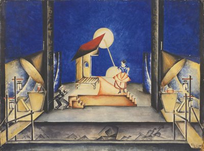 Cenário para a Ópera Bastien und Bastienne de W. A. Mozart, 1925 de Ekaterina Petrova Troitskaya