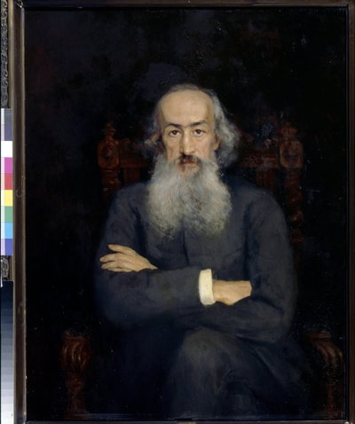 Retrato do historiador Constantin Bestushev Rizumin (Bestushev-Rizumin) (1829-1897) - Pintura de Ekaterina Sergeevna Zarudnaya Kavos (1862-1918), óleo sobre tela (101x79 cm) de Ekaterina Sergeevna Zarudnaya Kavos