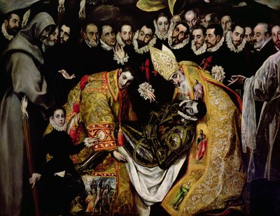 O Enterro do Conde Orgaz, de uma lenda de 1323, detalhe de uma página jovem, São Etienne, o Conde e Santo Agostinho de El Greco