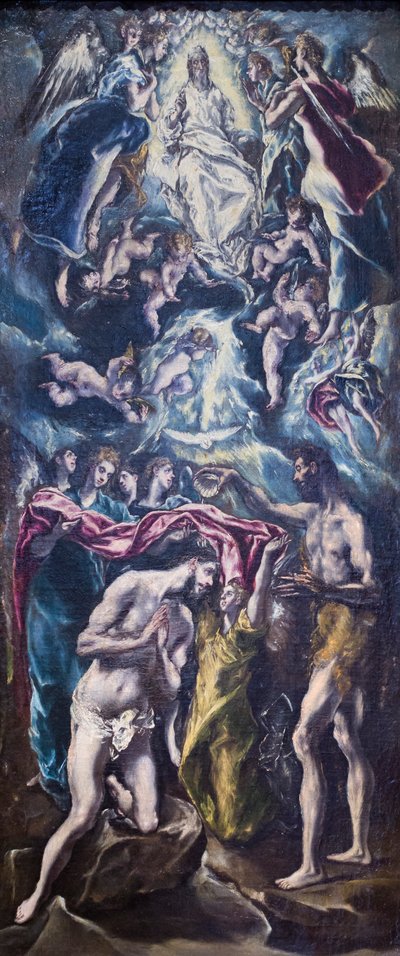O baptismo de Cristo de El (1541-1614) Greco