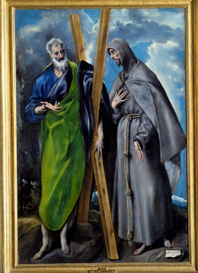 Retrato de Santo André e São François de Assis. Pintura de Domenikos Theotokopoulos dit El Greco (1541-1614). Óleo sobre tela. Dim: 1,67 X 1,13m. Madrid, Musee Du Prado de El Greco