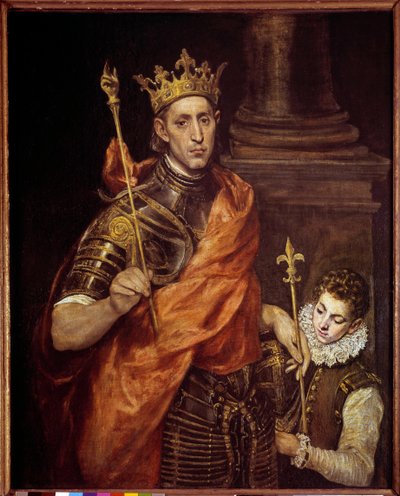 Retrato de Saint Louis (louis IX) com uma página (1214-1270) Pintura de Domenikos Theotokopoulos dit El Greco (1541-1614) Sol. 1,20 x 0,96 m de El Greco