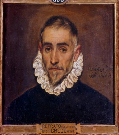 Retrato de um Cavalheiro Pintura de Domenikos Theotokopoulos dit El Greco (1541-1614) 1604 Sol. 0,64 x 0,51 m Madrid, Museu do Prado de El Greco