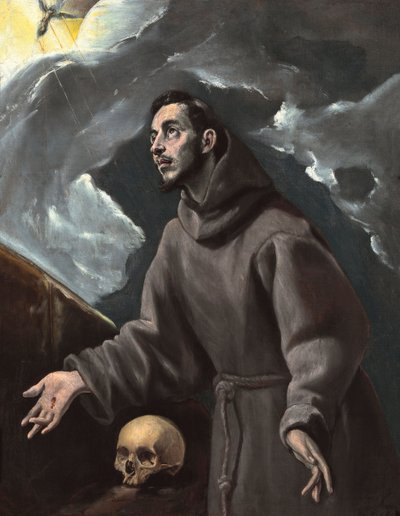 São Francisco recebendo os Estigmas, por El Greco, Dominico (1541-1614). Óleo sobre tela de El Greco