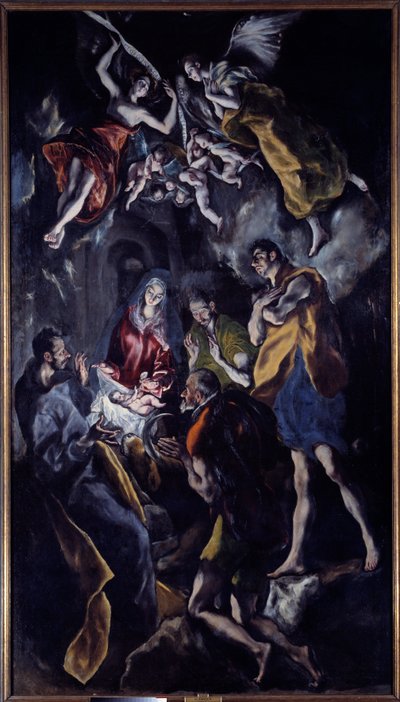 A Adoração dos Pastores Pintura por Domenikos Theotokopoulos Dit El Greco (1540-1614) de El Greco