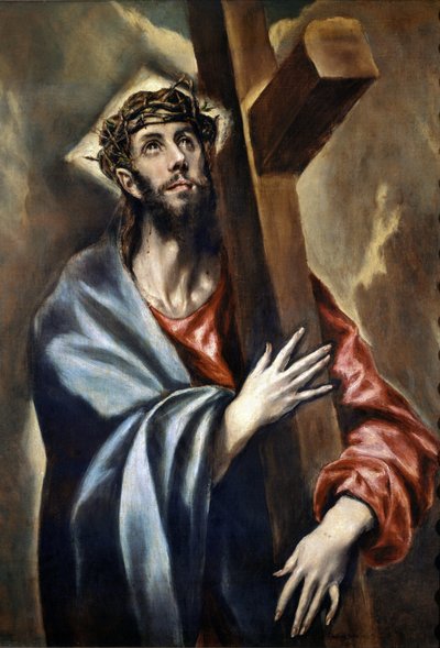 O caminho para o calvário, detalhe de Cristo carregando a cruz (óleo sobre tela de El Greco