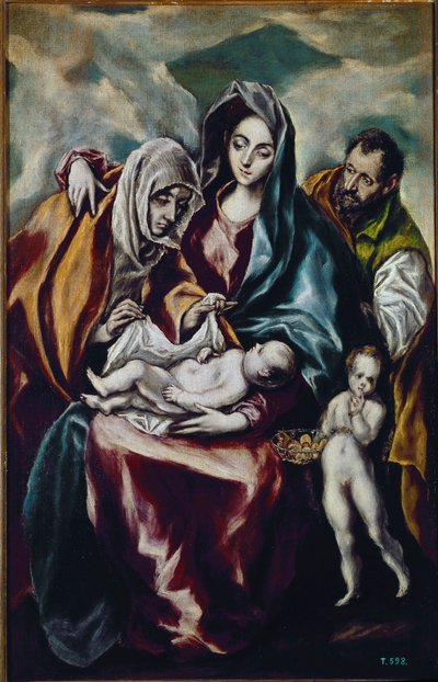 Virgem e Criança (a Sagrada Família com São João Batista e Santa Ana) (óleo sobre tela de El Greco