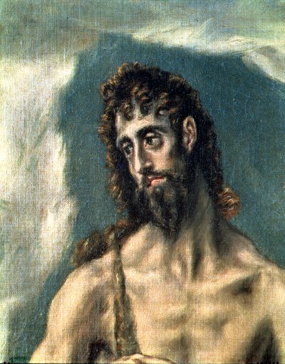 SS. João Evangelista e João Batista, detalhe do Batista, 1605-10 óleo sobre tela detalhe de 86552 de El Greco