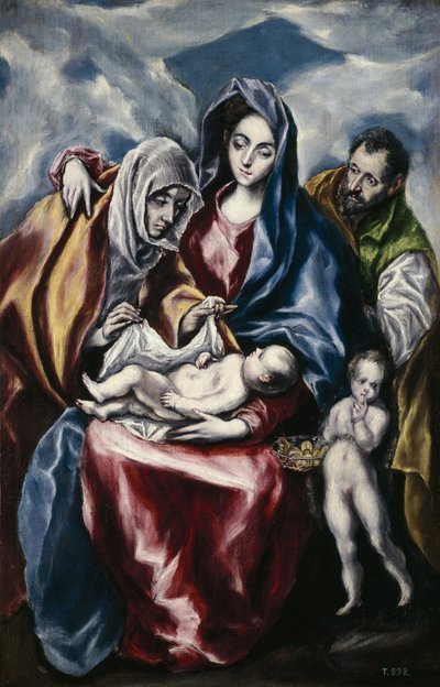A Sagrada Família com Santa Ana e João Batista quando criança, ca. 1600 de El Greco