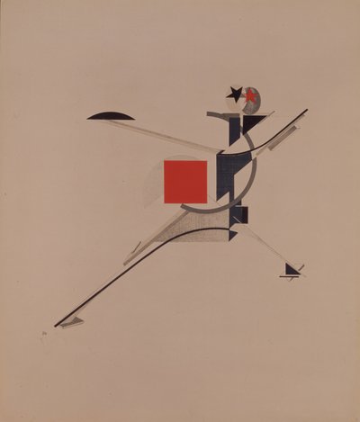 O novo. Estatueta para a ópera Vitória sobre o sol de A. Kruchenykh, 1920-1921 de Eliezer Markowich Lissitzky