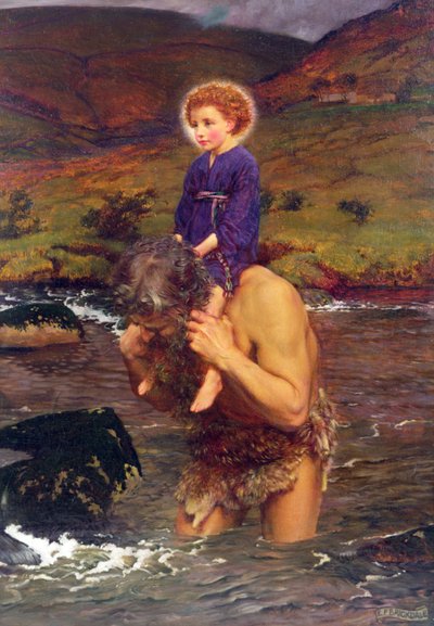 São Cristóvão Carregando a Criança Cristo (óleo sobre tela) de Eleanor Fortescue Brickdale