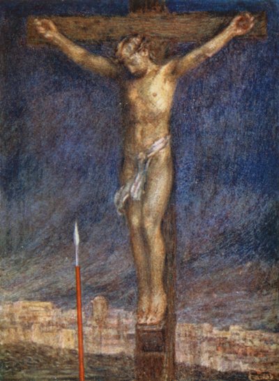 O Triunfo do Rei, "Está acabado" (lito colorido) de Eleanor Fortescue-Brickdale