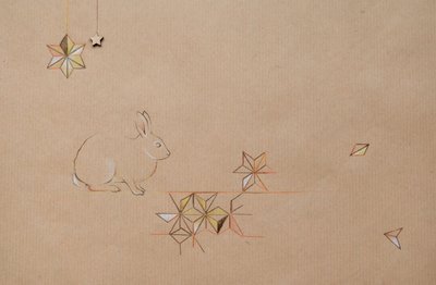 Scatter, 2014 (lápis e técnica mista sobre papel) de Eleanor Grafton