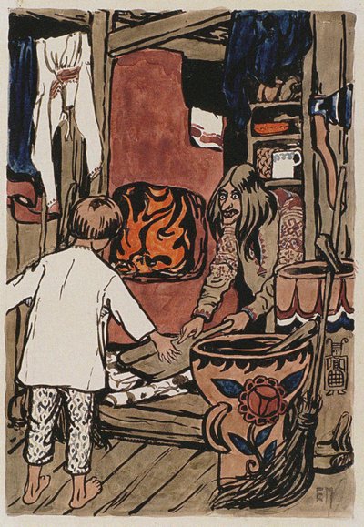 Ilustração do The Tale Synko-Philipko de Elena Dmitryevna Polenova