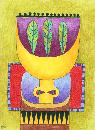 Figura tribal abstrata de Elena Khomutova-Miller