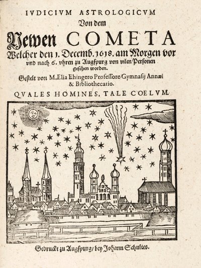 Um novo cometa visto de Augspurg, Alemanha, em 1º de dezembro de 1618, pub. 1618. de Elias Ehinger 1573 1653.