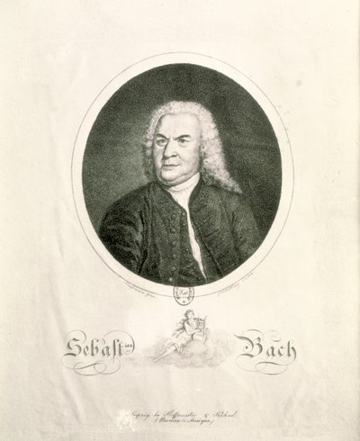 Retrato de Johann Sebastian Bach (1685-1750) gravado por Friedrich Wilhelm Nettling (gravura) (foto bw) de Elias Gottleib Haussmann