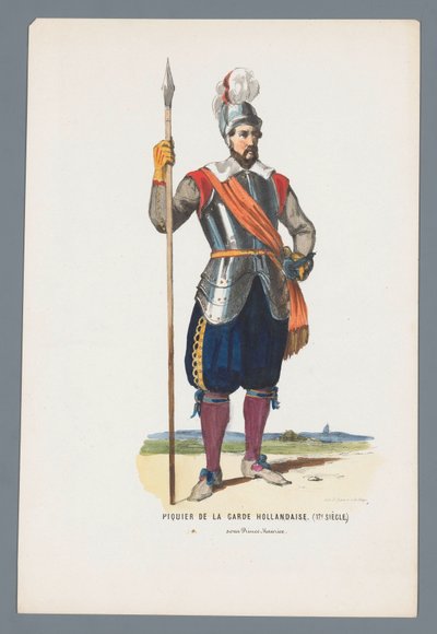 Pikeman da Guarda Holandesa. (século XVII.) sob o Príncipe Maurice (título sobre o objecto) de Elias Spanier