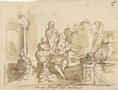 Alegoria com figuras musicais em um jardim de Elias van Nijmegen